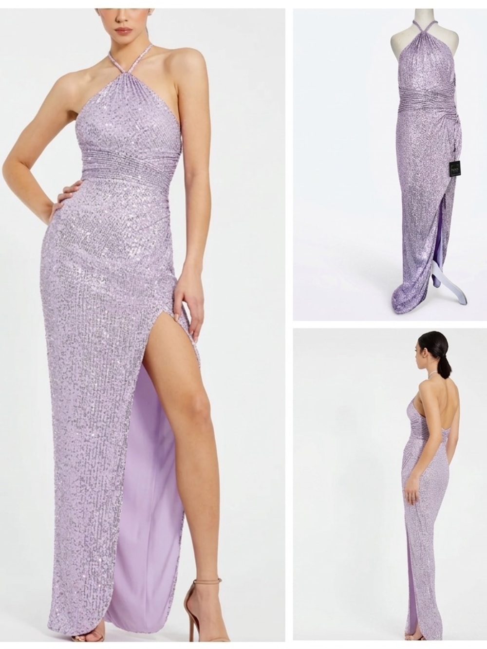 NWT MAC DUGGAL 27128 Lilac Sequined Maxi sz 12